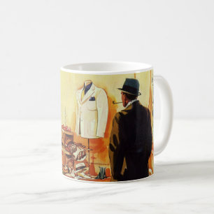 Vintage Geschäft Einzelhandelsgeschäft, Mann beim  Kaffeetasse