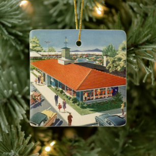 Vintage-Geschäft, Familienrestaurant-Diner aus den Keramikornament