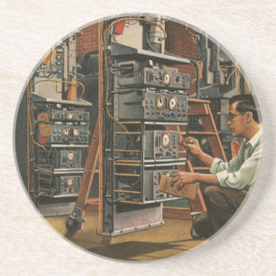 Vintage Geschäft Funk Technik Ausrüstung Reparatur Getränkeuntersetzer