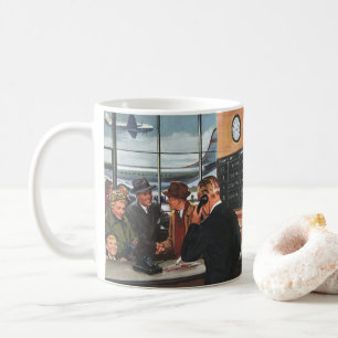 Vintage Geschäft, Menschen am Airline-Schalter Kaffeetasse