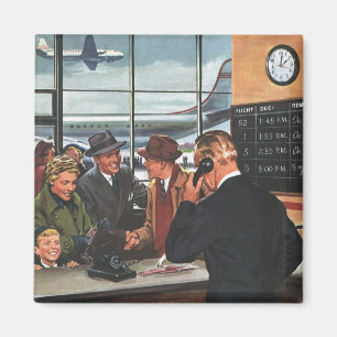 Vintage Geschäft, Menschen am Airline-Ticket-Schal Magnet