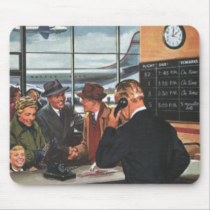 Vintage Geschäft, Menschen am Schalter der Flugges Mousepad