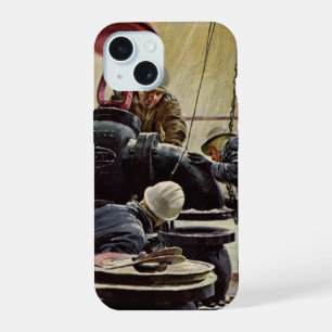 Vintage-Geschäft, Ölplattform im Ozean iPhone 15 Hülle