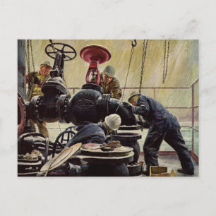 Vintage-Geschäft, Ölplattform im Ozean Postkarte