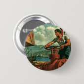 Vintage-Geschäft, Öltankerschiff mit Dockarbeiter Button (Vorne & Hinten)