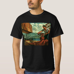 Vintage Geschäft, Öltankerschiff mit Dockarbeiter T-Shirt