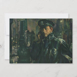 Vintage Geschäft, Polizist am Notruftelefon Einladung