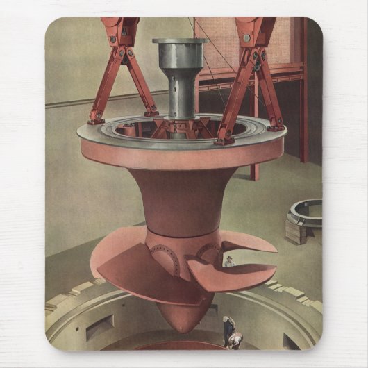 Vintage Geschäft, riesige Wasserturbine Mousepad (Vorne)