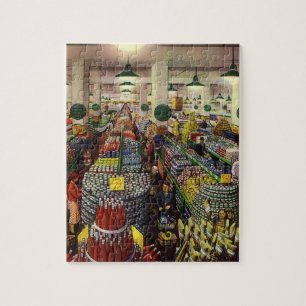 Vintage Geschäft Supermarkt, Lebensmittel und Getr Puzzle