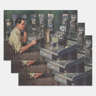 Vintage Geschäft, Telefon-Fernsprechapparat-Repara Geschenkpapier Set