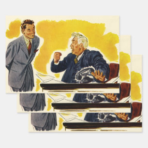 Vintage-Geschäft, verrückter CEO-Geschäftsführer B Geschenkpapier Set