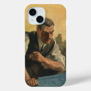 Vintage Geschäftsbaufachmann und Baupläne iPhone 15 Hülle