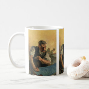 Vintage Geschäftsbaufachmann und Baupläne Kaffeetasse