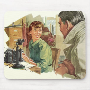 Vintage Geschäftsbüro, CEO Chef und Sekretärin Mousepad
