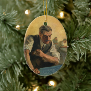 Vintage Geschäftsbüropläne und Baupläne Keramikornament