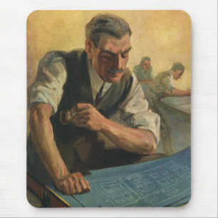 Vintage Geschäftsbüropläne und Bauzeichnungen Mousepad