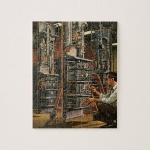 Vintage Geschäftsfunk-Techniker repariert Ausrüstu Puzzle