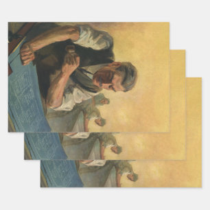 Vintage Geschäftshausarchitektur und Baupläne Geschenkpapier Set