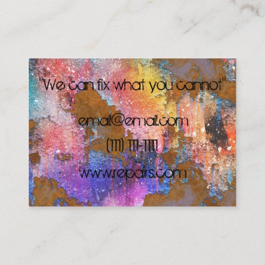 Vintage Geschäftskarte der rustikalen Visitenkarte (Rückseite)