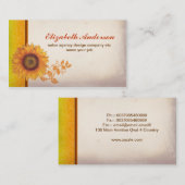 Vintage Geschäftskarte der Sonnenblumeblüte Visitenkarte (Vorne/Hinten)