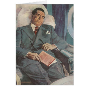 Vintage Geschäftsreise, Lesen im Flugzeug