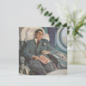 Vintage Geschäftsreise, Lesen im Flugzeug (Stehend Vorderseite)