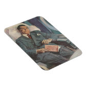 Vintage Geschäftsreise, Lesen im Flugzeug Magnet (Rechte Seite)