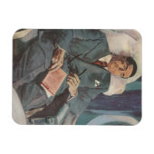 Vintage Geschäftsreise, Lesen im Flugzeug Magnet (Horizontal)