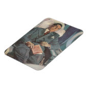 Vintage Geschäftsreise, Lesen im Flugzeug Magnet (Linke Seite)