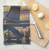 Vintage Geschäftsreisende im Flugzeug am Flughafen Geschirrtuch (Viertel Falte)