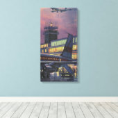 Vintage Geschäftsreisende im Flugzeug am Flughafen Leinwanddruck (Insitu (Holzboden))