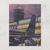 Vintage Geschäftsreisende im Flugzeug am Flughafen Postkarte (Vorderseite)