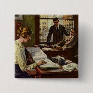 Vintage Geschäftstreffen, Büro mit Führungskräften Button