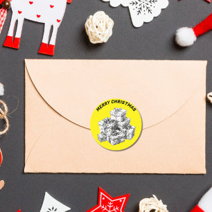 Vintage Geschenkboxen Neongelb Runder Aufkleber