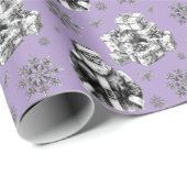 Vintage Geschenkboxen und Schneeflocken BlassLila Geschenkpapier (Rolleneckpunkt)