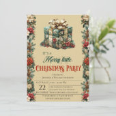 Vintage Geschenkboxen Weihnachten Party Einladung (Stehend Vorderseite)
