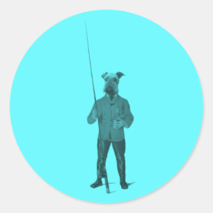 Vintage-Geschenke für Airedale Terrier-Angler Runder Aufkleber
