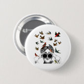 vintage Geschenke für Vogelbeobachter auf Twitch, Button (Vorne & Hinten)