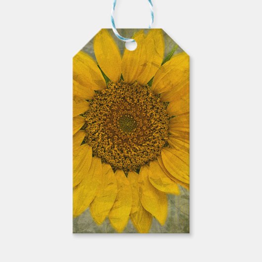 Vintage Geschenkmarken für Sonnenblumen Geschenkanhänger (Vorderseite)