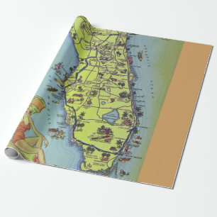 Vintage-Geschenkpapier mit Florida-Ansichtskarten Geschenkpapier