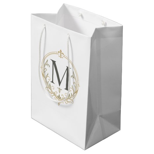 Vintage-Geschenktasche mit Monogramm Mittlere Geschenktüte (Rückseite Schrägansicht)