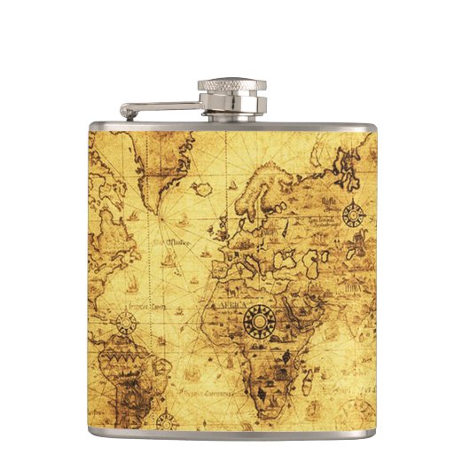 Vintage Geschichte der alten Welt Flachmann (Vorderseite)