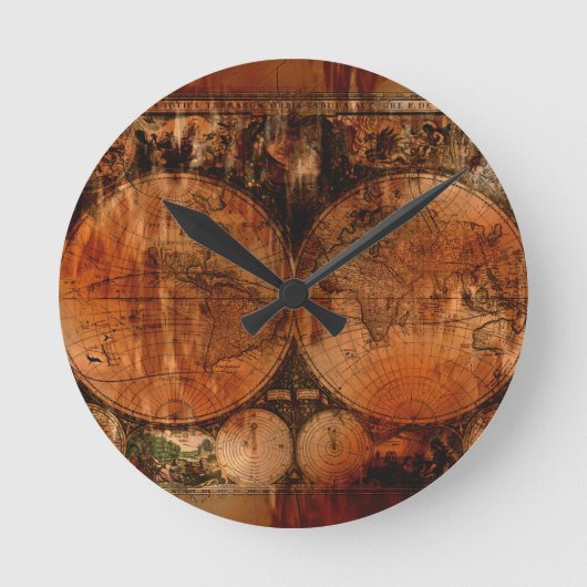 Vintage Geschichte der alten Welt Runde Wanduhr (Vorderseite)