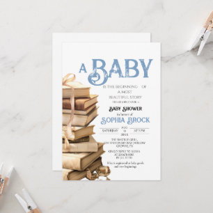 Vintage-Geschichtenbuch Navy-Blau Baby-Party Einladung