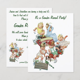 Vintage-Geschlecht-Reveal-Baby-Shower-Party-Einlad Einladung