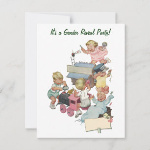 Vintage-Geschlecht-Reveal-Baby-Shower-Party-Einlad Einladung