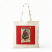 Vintage geschmückter Weihnachtsbaum Rot