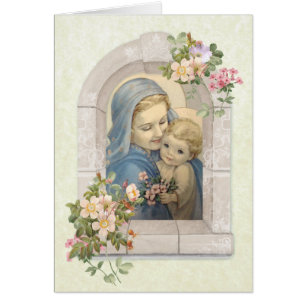 Vintage gesegnete Jungfrau Mary Jesus religiös