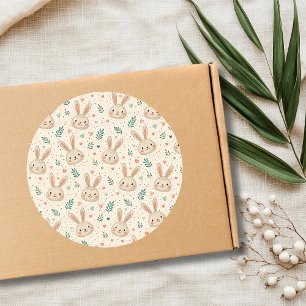 Vintage-Gesichtchen von kleinen Hasen mit Rosenmus Runder Aufkleber