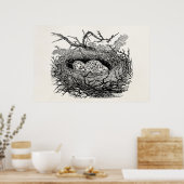 Vintage, gesprenkelte Eier Bird Nest Personalisier Poster (Küche)